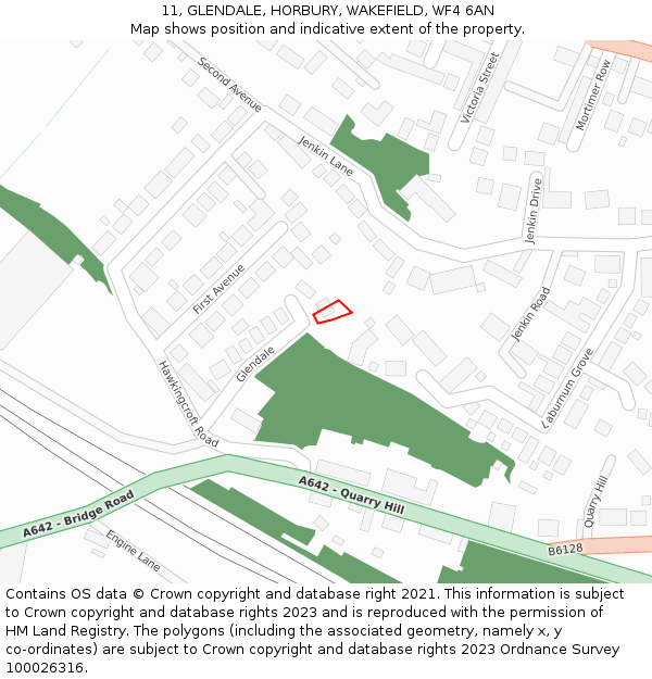 11, GLENDALE, HORBURY, WAKEFIELD, WF4 6AN: Location map and indicative extent of plot