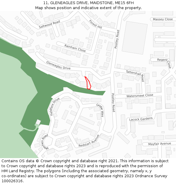 11, GLENEAGLES DRIVE, MAIDSTONE, ME15 6FH: Location map and indicative extent of plot
