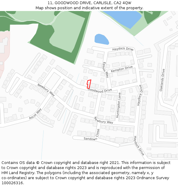 11, GOODWOOD DRIVE, CARLISLE, CA2 4QW: Location map and indicative extent of plot