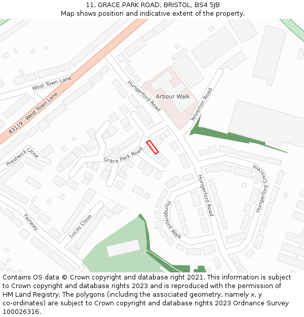 11, GRACE PARK ROAD, BRISTOL, BS4 5JB: Location map and indicative extent of plot