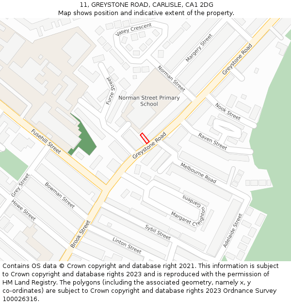11, GREYSTONE ROAD, CARLISLE, CA1 2DG: Location map and indicative extent of plot