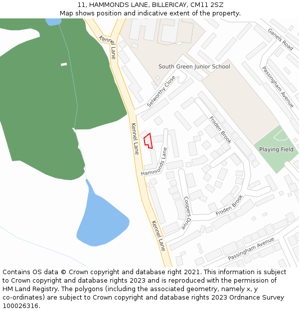 11, HAMMONDS LANE, BILLERICAY, CM11 2SZ: Location map and indicative extent of plot