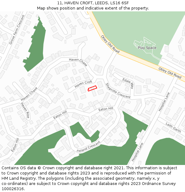11, HAVEN CROFT, LEEDS, LS16 6SF: Location map and indicative extent of plot