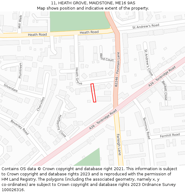 11, HEATH GROVE, MAIDSTONE, ME16 9AS: Location map and indicative extent of plot