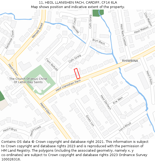 11, HEOL LLANISHEN FACH, CARDIFF, CF14 6LA: Location map and indicative extent of plot
