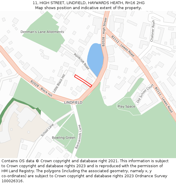 11, HIGH STREET, LINDFIELD, HAYWARDS HEATH, RH16 2HG: Location map and indicative extent of plot