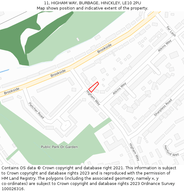 11, HIGHAM WAY, BURBAGE, HINCKLEY, LE10 2PU: Location map and indicative extent of plot