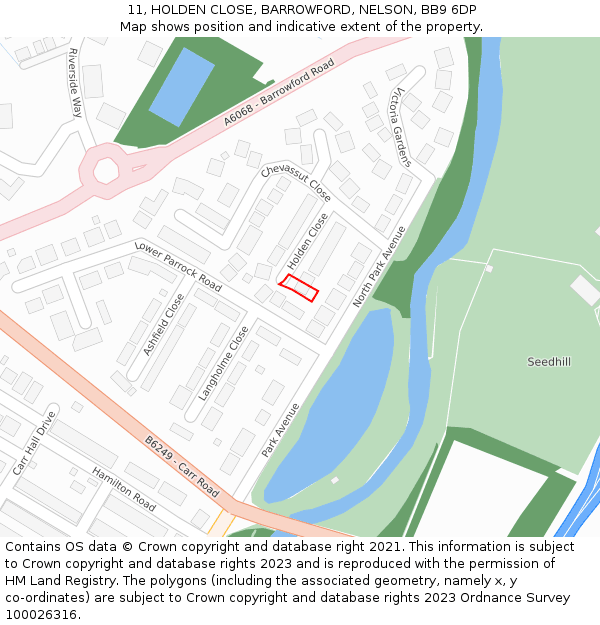 11, HOLDEN CLOSE, BARROWFORD, NELSON, BB9 6DP: Location map and indicative extent of plot