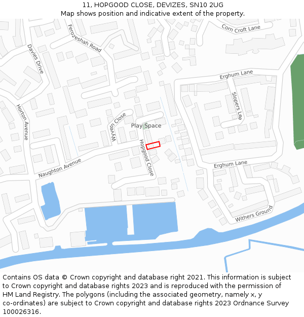 11, HOPGOOD CLOSE, DEVIZES, SN10 2UG: Location map and indicative extent of plot