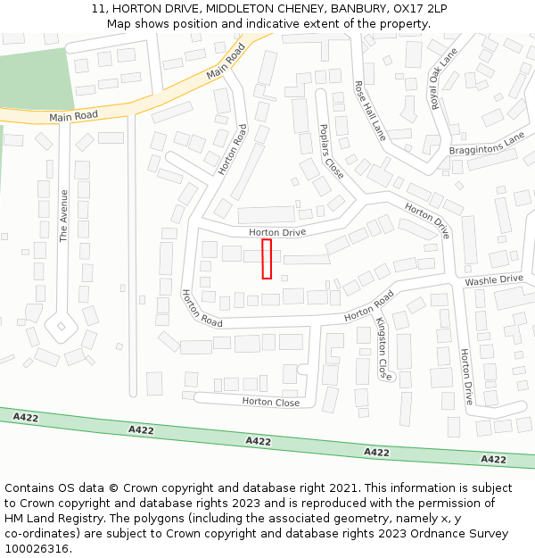 11, HORTON DRIVE, MIDDLETON CHENEY, BANBURY, OX17 2LP: Location map and indicative extent of plot