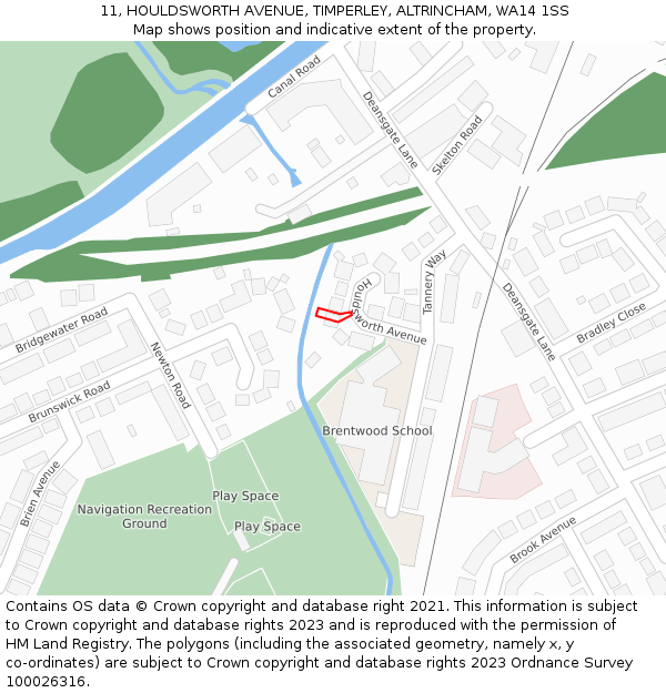 11, HOULDSWORTH AVENUE, TIMPERLEY, ALTRINCHAM, WA14 1SS: Location map and indicative extent of plot