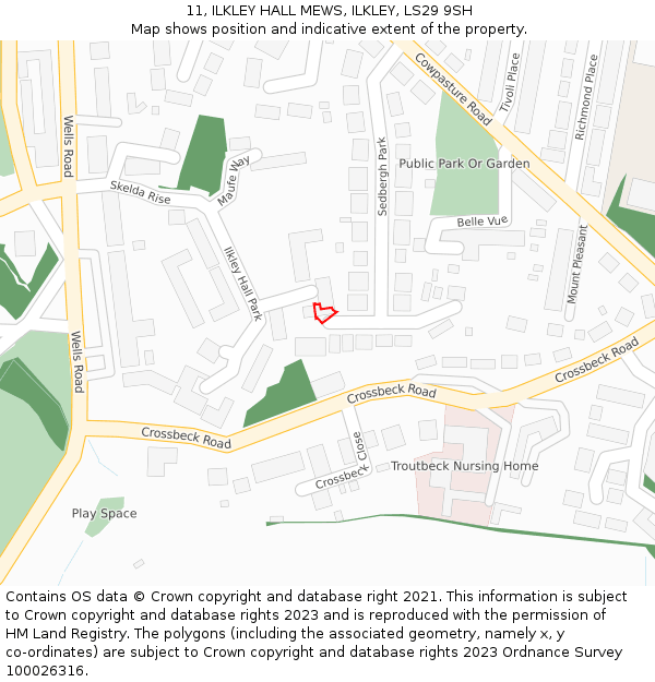 11, ILKLEY HALL MEWS, ILKLEY, LS29 9SH: Location map and indicative extent of plot