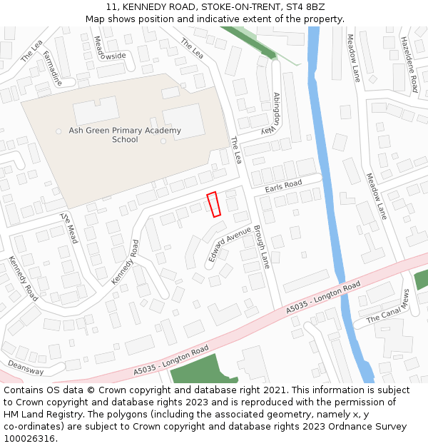11, KENNEDY ROAD, STOKE-ON-TRENT, ST4 8BZ: Location map and indicative extent of plot