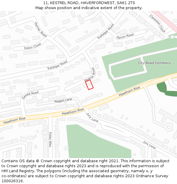11, KESTREL ROAD, HAVERFORDWEST, SA61 2TS: Location map and indicative extent of plot