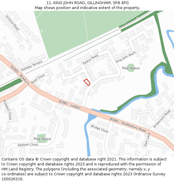 11, KING JOHN ROAD, GILLINGHAM, SP8 4PG: Location map and indicative extent of plot