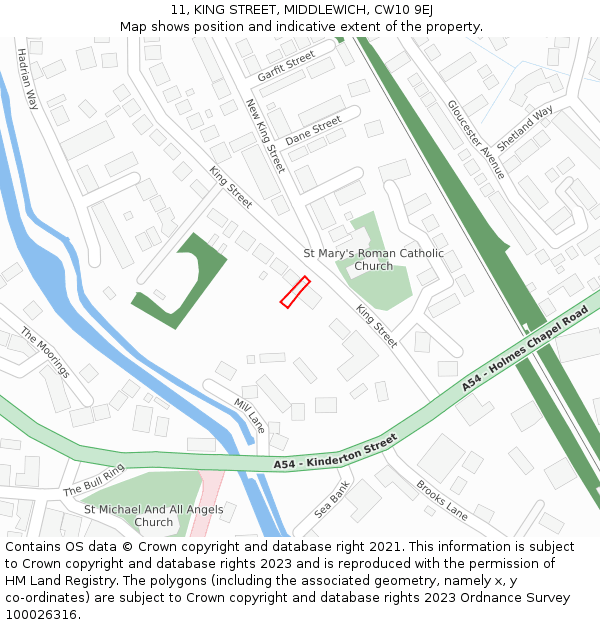 11, KING STREET, MIDDLEWICH, CW10 9EJ: Location map and indicative extent of plot