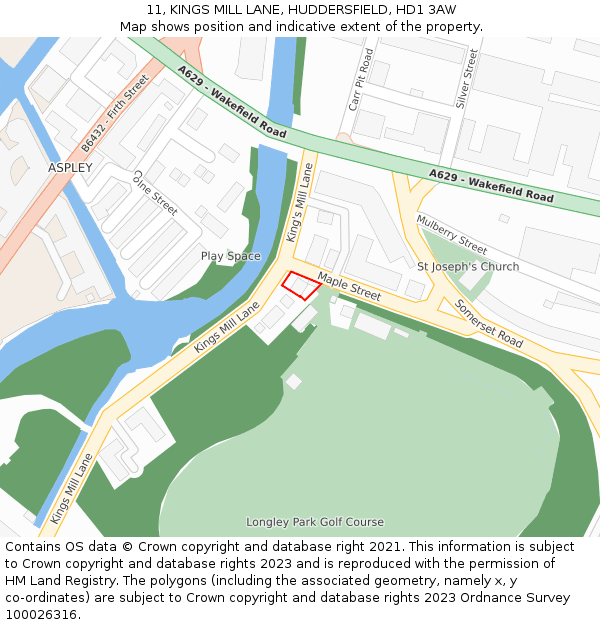 11, KINGS MILL LANE, HUDDERSFIELD, HD1 3AW: Location map and indicative extent of plot