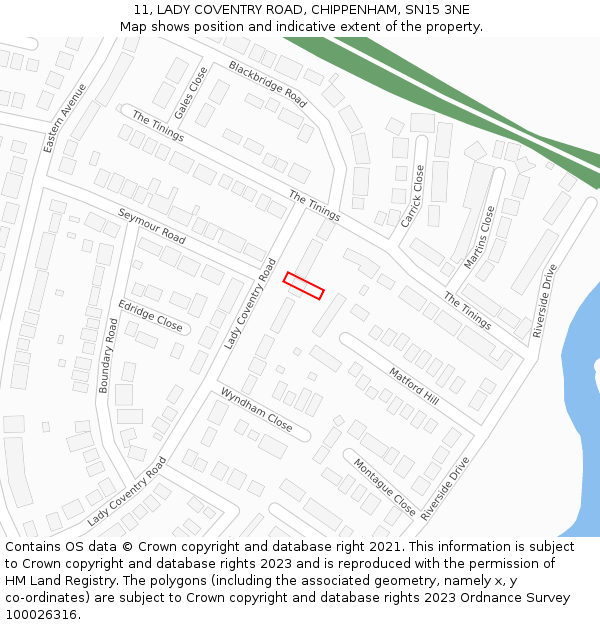 11, LADY COVENTRY ROAD, CHIPPENHAM, SN15 3NE: Location map and indicative extent of plot