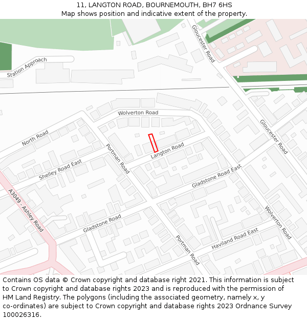 11, LANGTON ROAD, BOURNEMOUTH, BH7 6HS: Location map and indicative extent of plot