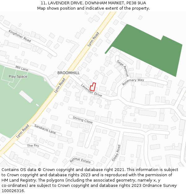 11, LAVENDER DRIVE, DOWNHAM MARKET, PE38 9UA: Location map and indicative extent of plot