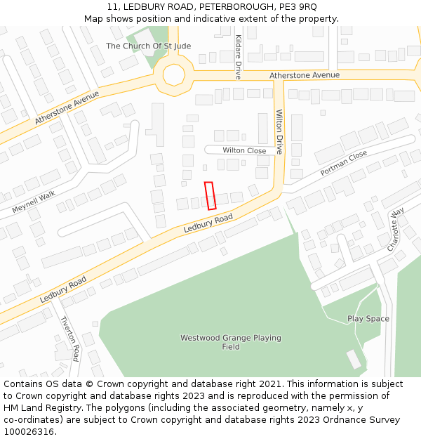 11, LEDBURY ROAD, PETERBOROUGH, PE3 9RQ: Location map and indicative extent of plot