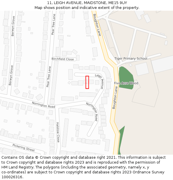 11, LEIGH AVENUE, MAIDSTONE, ME15 9UY: Location map and indicative extent of plot