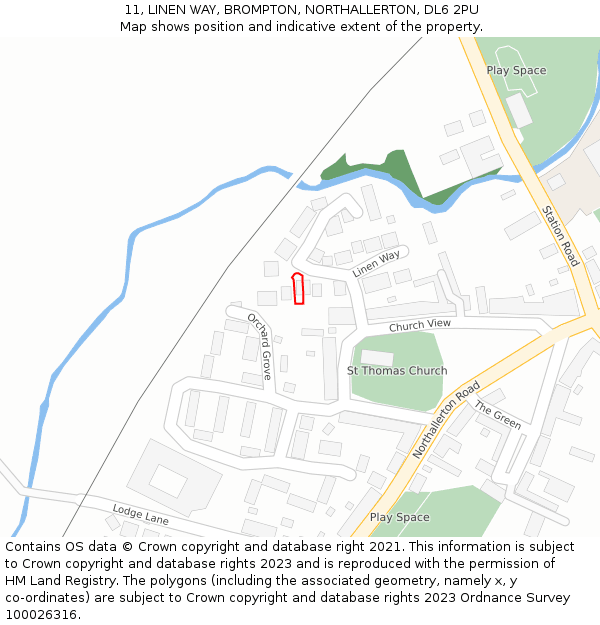 11, LINEN WAY, BROMPTON, NORTHALLERTON, DL6 2PU: Location map and indicative extent of plot