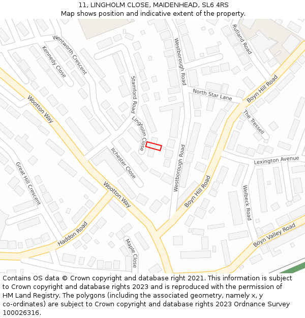 11, LINGHOLM CLOSE, MAIDENHEAD, SL6 4RS: Location map and indicative extent of plot