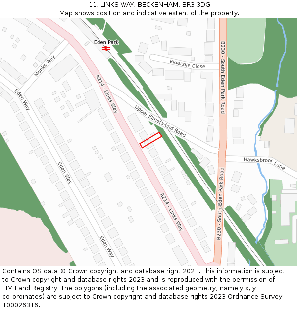 11, LINKS WAY, BECKENHAM, BR3 3DG: Location map and indicative extent of plot