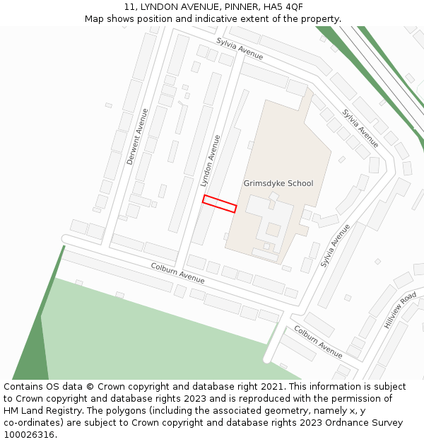 11, LYNDON AVENUE, PINNER, HA5 4QF: Location map and indicative extent of plot