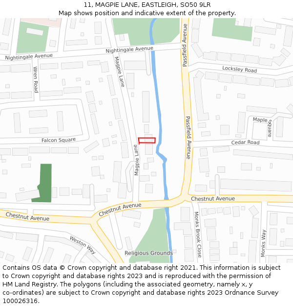 11, MAGPIE LANE, EASTLEIGH, SO50 9LR: Location map and indicative extent of plot