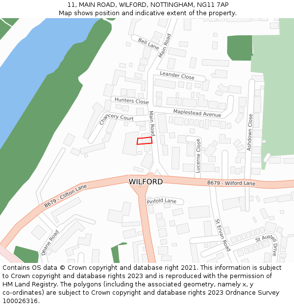 11, MAIN ROAD, WILFORD, NOTTINGHAM, NG11 7AP: Location map and indicative extent of plot