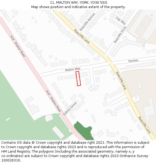 11, MALTON WAY, YORK, YO30 5SG: Location map and indicative extent of plot