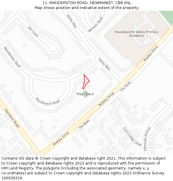 11, MANDERSTON ROAD, NEWMARKET, CB8 0NL: Location map and indicative extent of plot
