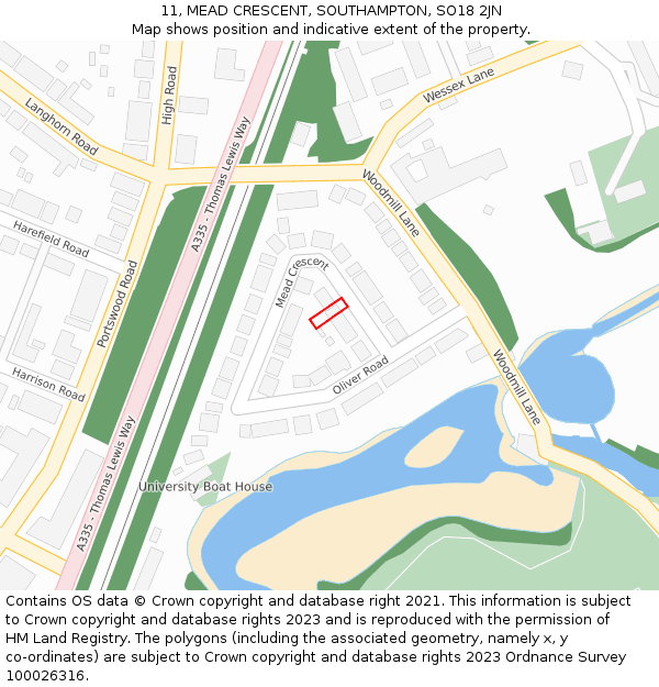 11, MEAD CRESCENT, SOUTHAMPTON, SO18 2JN: Location map and indicative extent of plot
