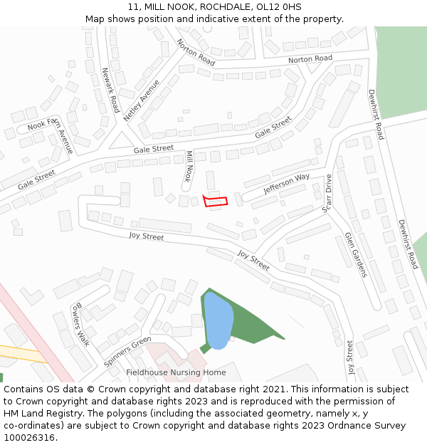 11, MILL NOOK, ROCHDALE, OL12 0HS: Location map and indicative extent of plot