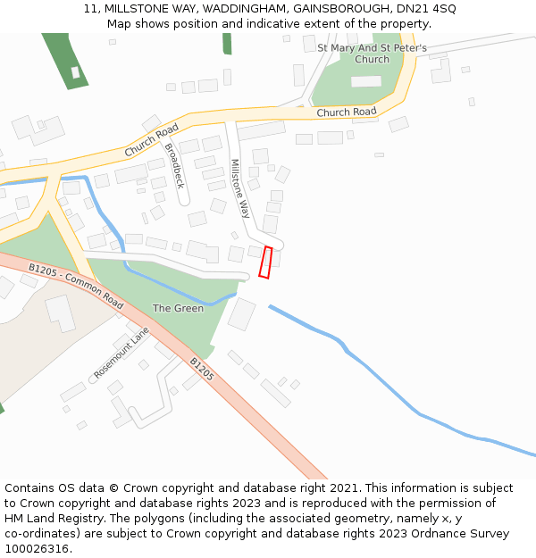 11, MILLSTONE WAY, WADDINGHAM, GAINSBOROUGH, DN21 4SQ: Location map and indicative extent of plot