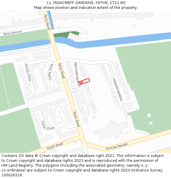 11, MONCRIEFF GARDENS, HYTHE, CT21 6FJ: Location map and indicative extent of plot
