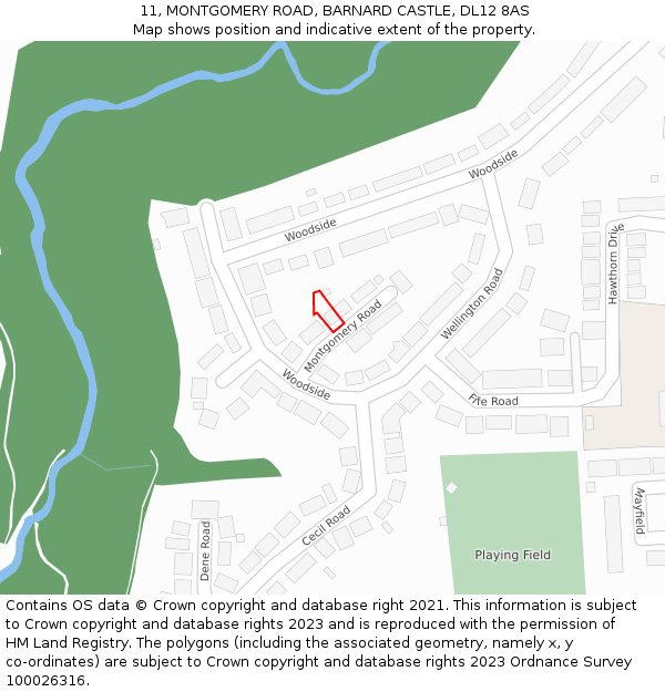 11, MONTGOMERY ROAD, BARNARD CASTLE, DL12 8AS: Location map and indicative extent of plot