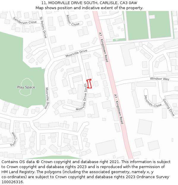 11, MOORVILLE DRIVE SOUTH, CARLISLE, CA3 0AW: Location map and indicative extent of plot