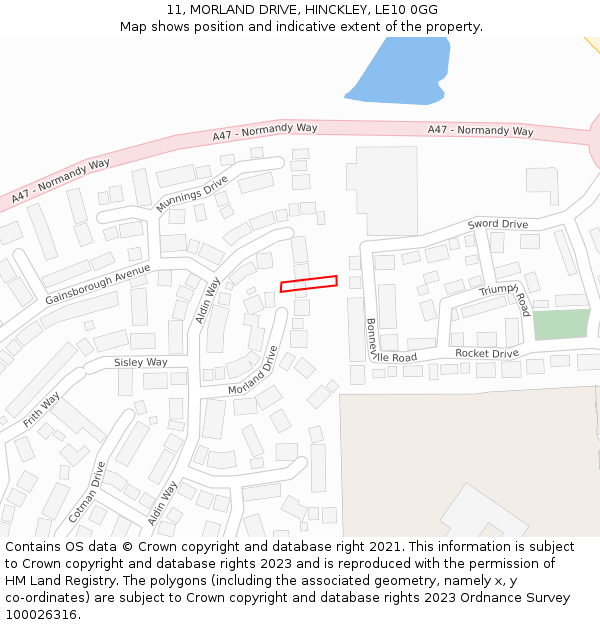 11, MORLAND DRIVE, HINCKLEY, LE10 0GG: Location map and indicative extent of plot