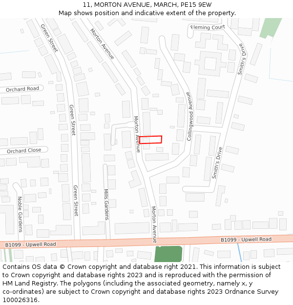 11, MORTON AVENUE, MARCH, PE15 9EW: Location map and indicative extent of plot