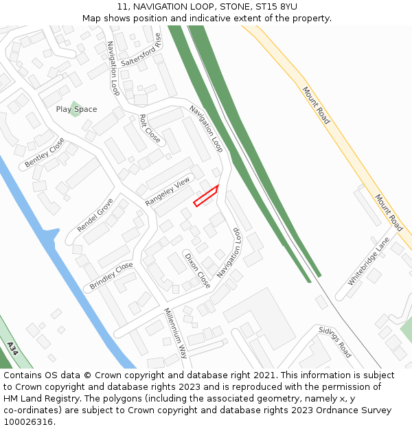 11, NAVIGATION LOOP, STONE, ST15 8YU: Location map and indicative extent of plot