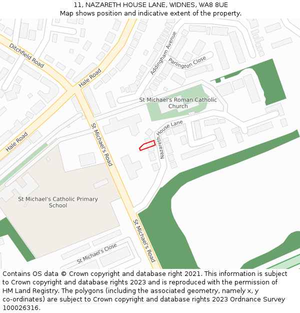 11, NAZARETH HOUSE LANE, WIDNES, WA8 8UE: Location map and indicative extent of plot