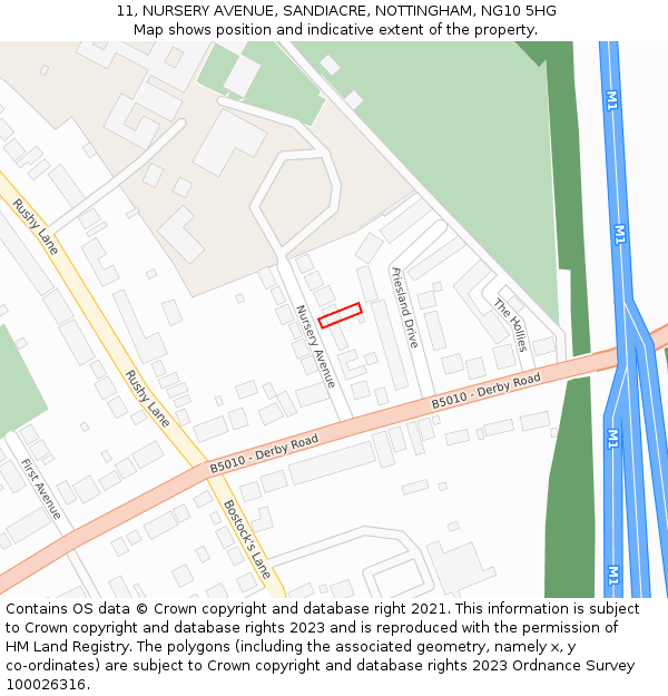 11, NURSERY AVENUE, SANDIACRE, NOTTINGHAM, NG10 5HG: Location map and indicative extent of plot