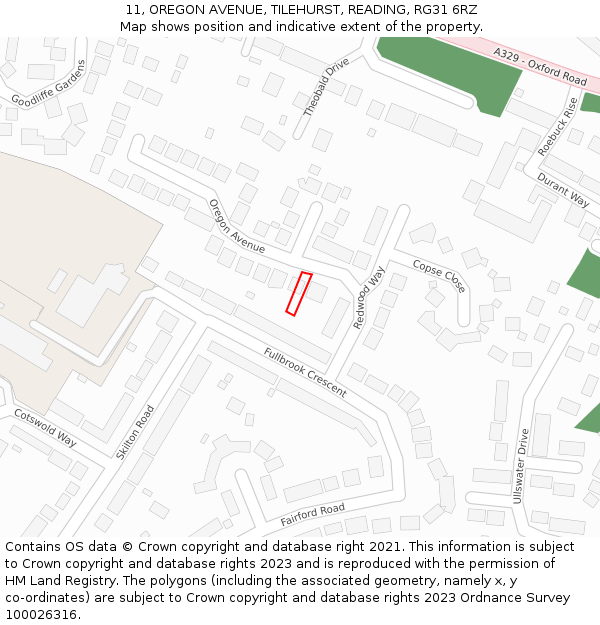 11, OREGON AVENUE, TILEHURST, READING, RG31 6RZ: Location map and indicative extent of plot