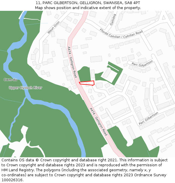 11, PARC GILBERTSON, GELLIGRON, SWANSEA, SA8 4PT: Location map and indicative extent of plot