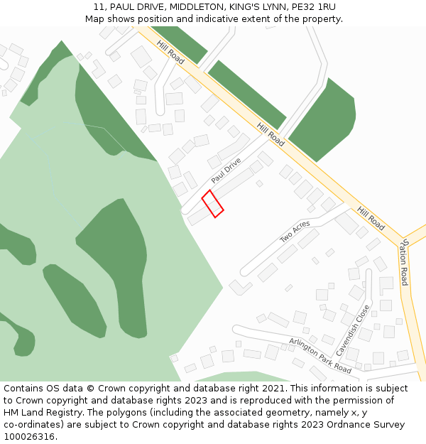 11, PAUL DRIVE, MIDDLETON, KING'S LYNN, PE32 1RU: Location map and indicative extent of plot