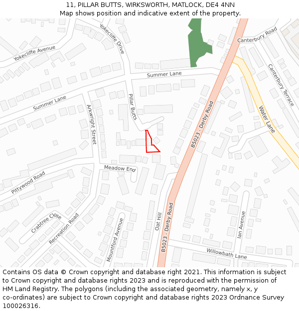 11, PILLAR BUTTS, WIRKSWORTH, MATLOCK, DE4 4NN: Location map and indicative extent of plot