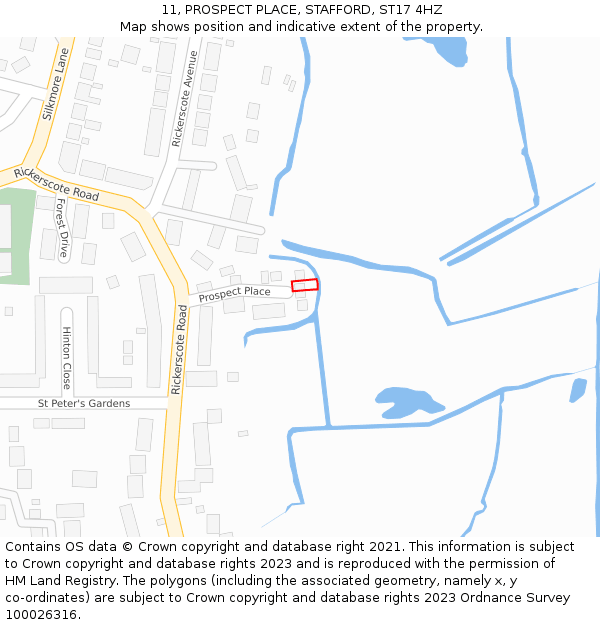 11, PROSPECT PLACE, STAFFORD, ST17 4HZ: Location map and indicative extent of plot